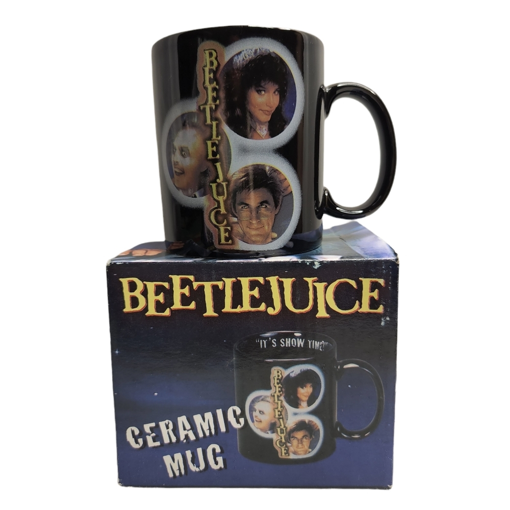Beetlejuice Coffee Mug "It's Show Time!" Horror Movie Warner Bros 2001